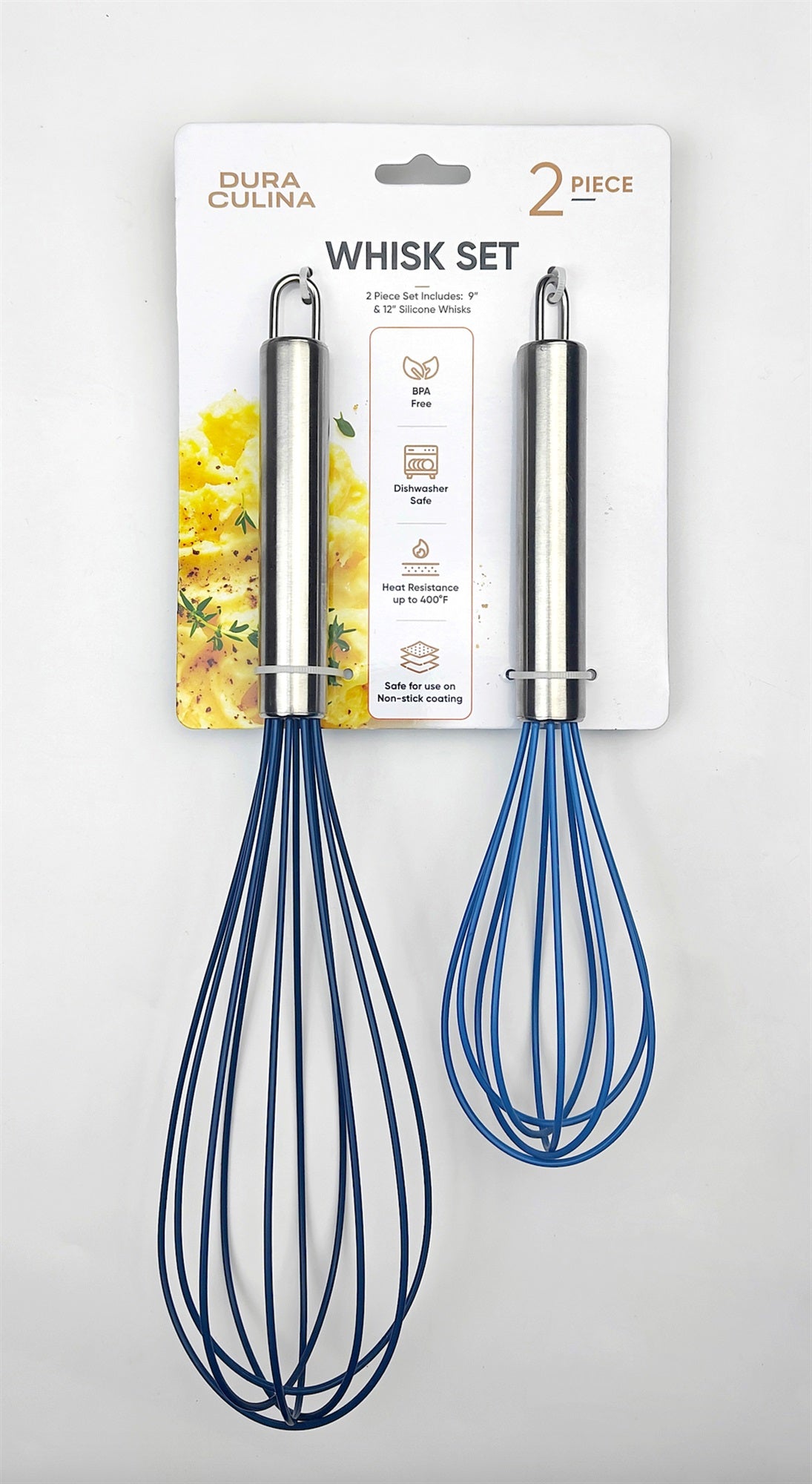 ergonomic with stainless steel handle 2 piece whisk set - for a premium Southern-style kitchen