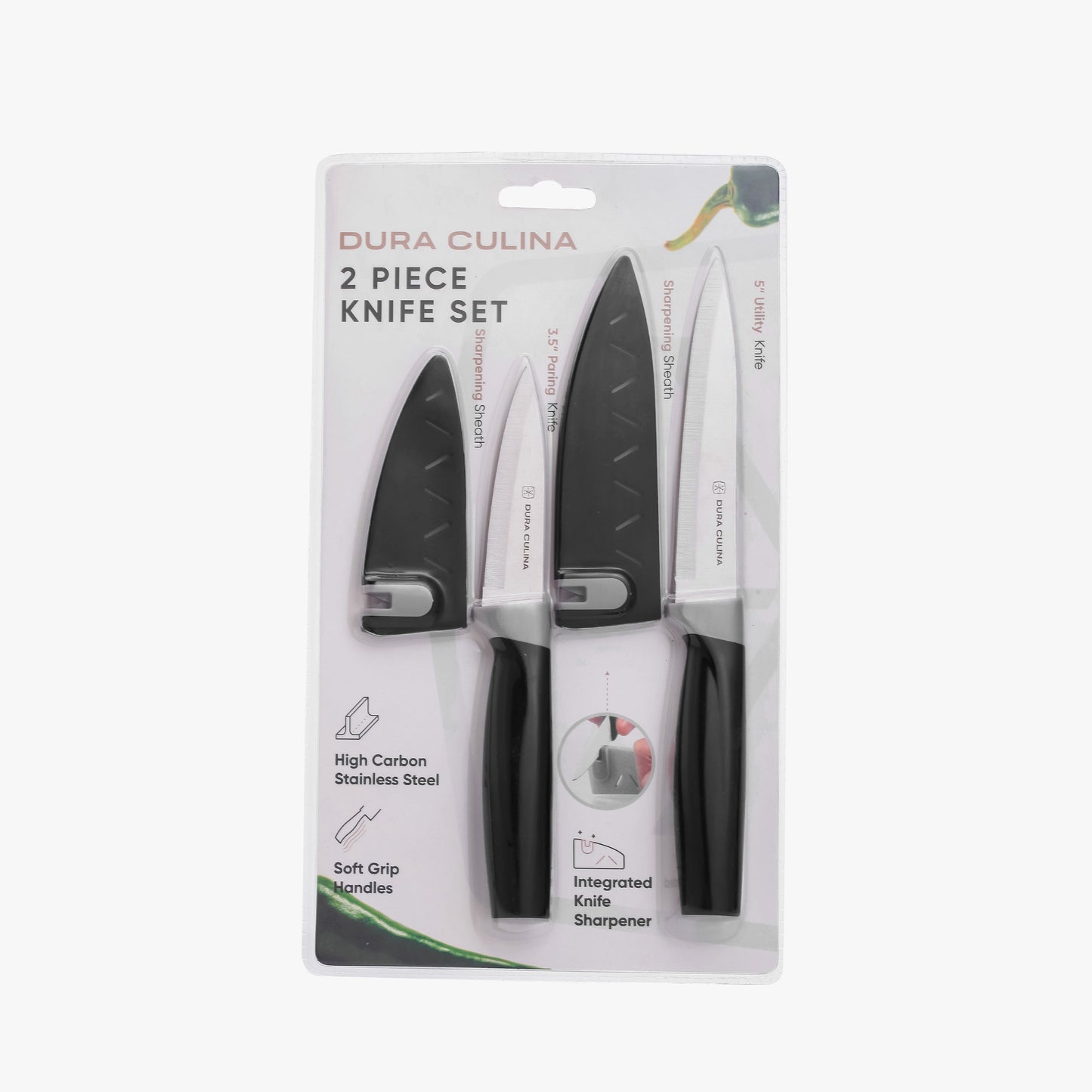 2 Piece Kitchen Knife Set- Paring, and Utility Knife