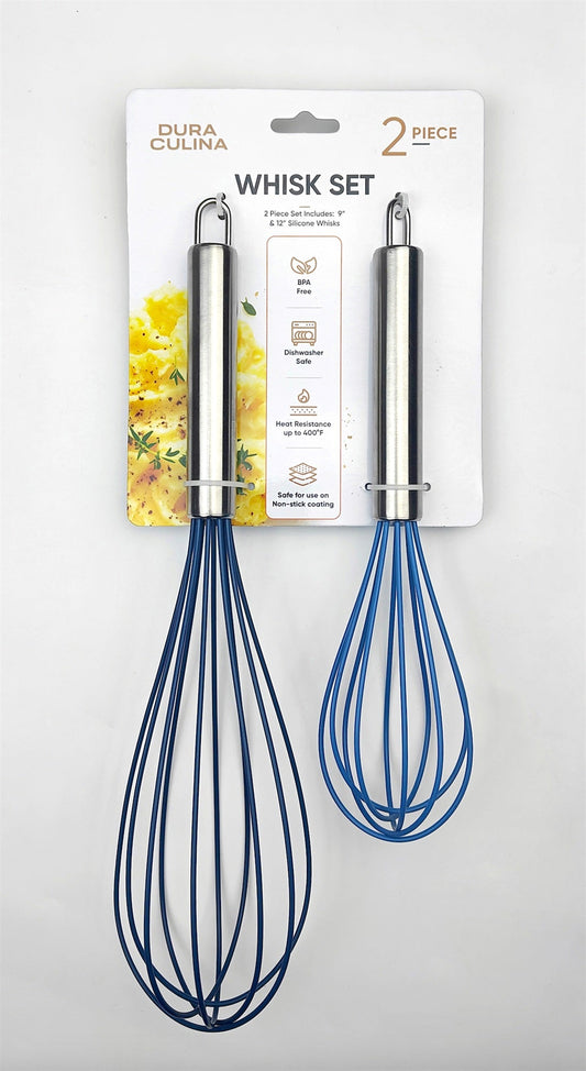 ergonomic with stainless steel handle 2 piece whisk set - for a premium Southern-style kitchen