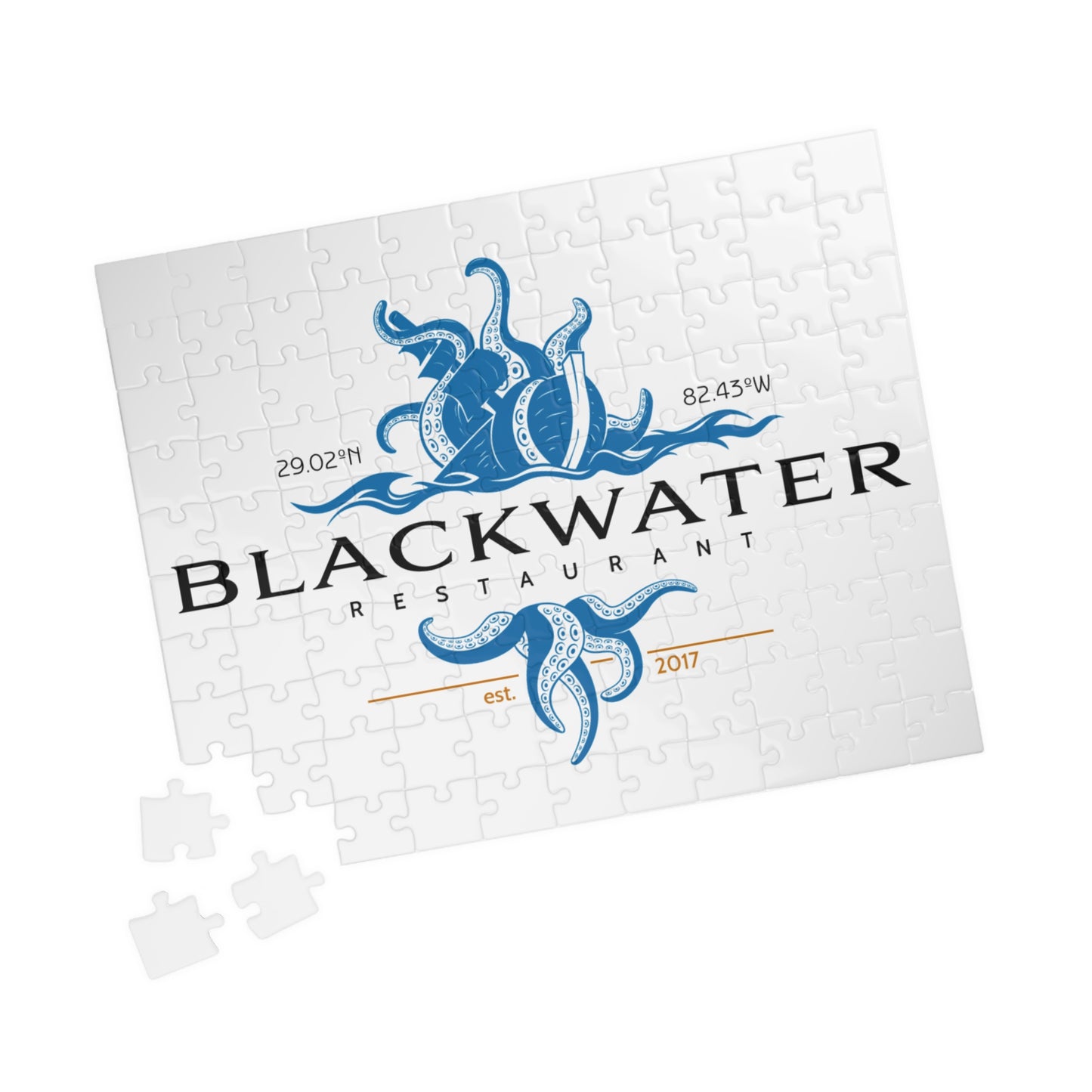 Blackwater Restaurant Octopus Logo Puzzle — Nautical Bar & Seafood Jigsaw (110–1014 pcs)
