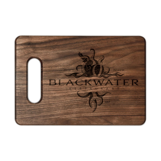 Engraved Walnut Cutting Board — Blackwater Logo Charcuterie & Serving Board