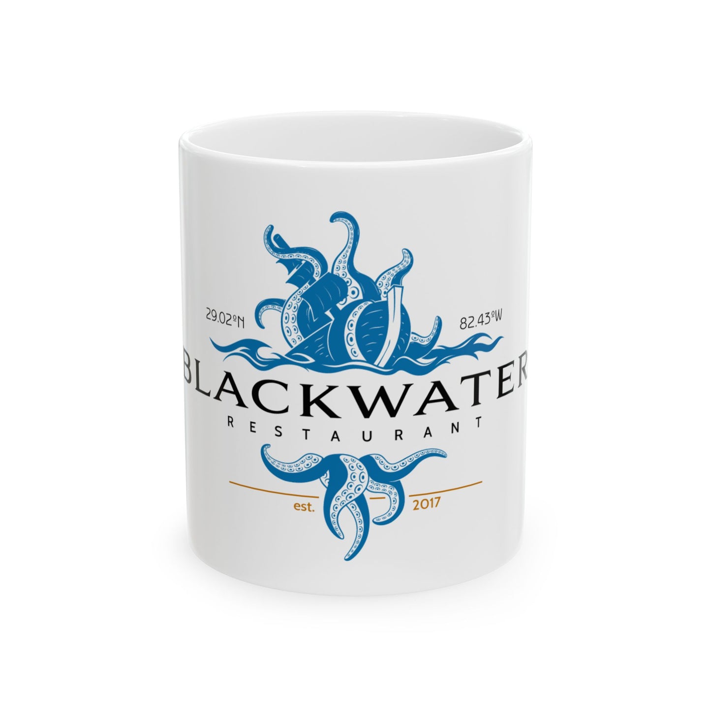 Blackwater Restaurant Octopus Logo Ceramic Mug (11oz, 15oz)
