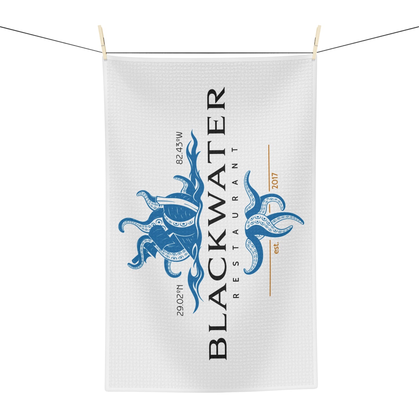Blackwater Restaurant Octopus Microfiber Tea Towel — Nautical Kitchen Decor
