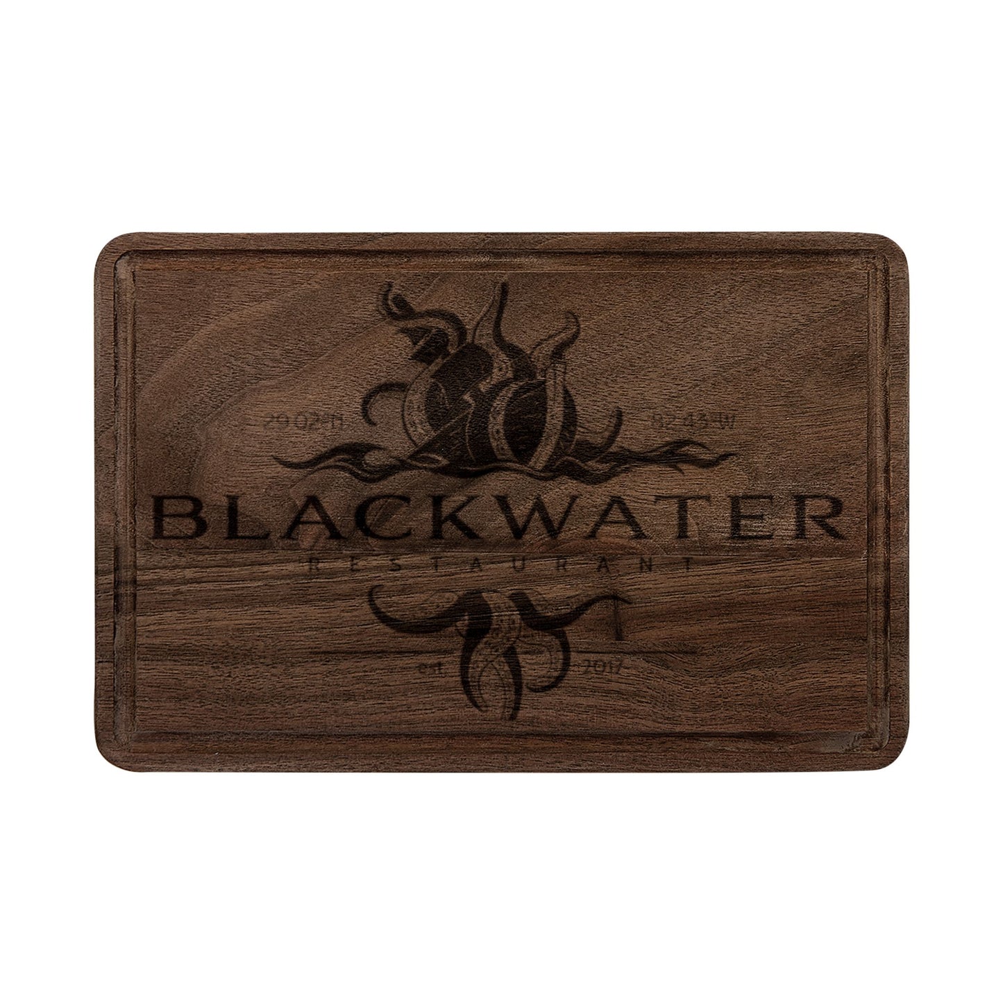 Engraved Walnut Cutting Board — Blackwater Logo Charcuterie & Serving Board