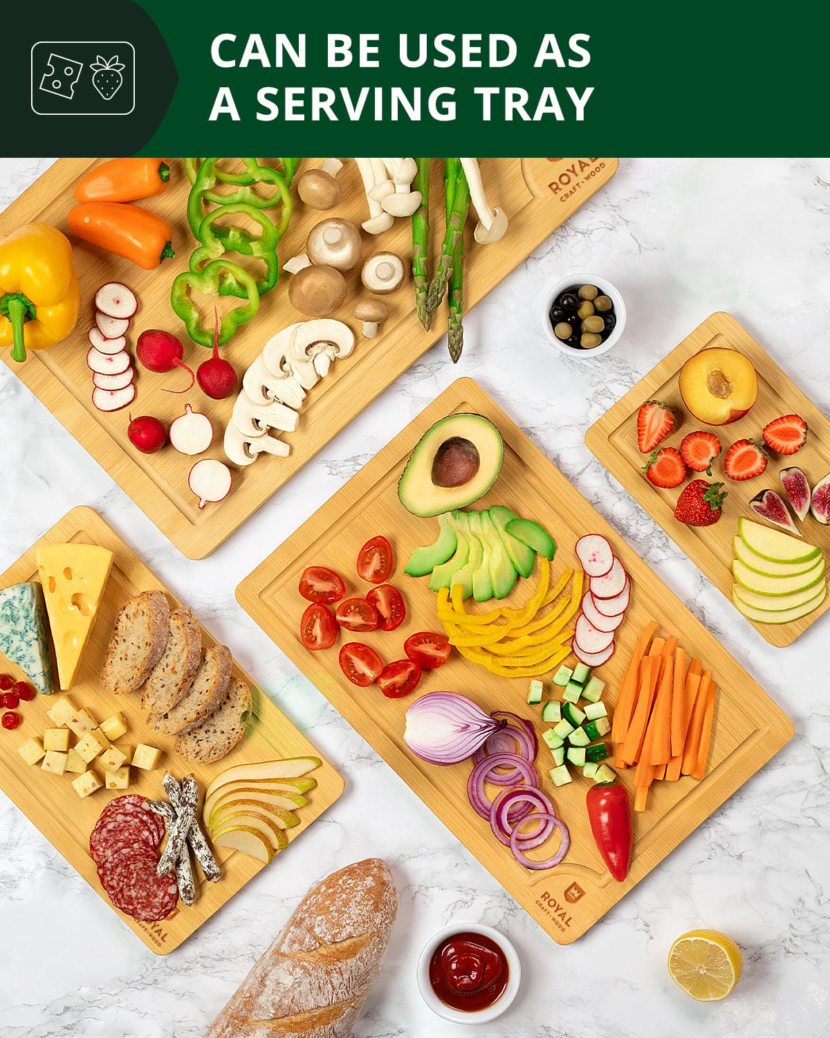 Cutting Board Set of 4, Bamboo-1