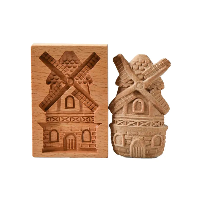 Wooden Gingerbread Cookie Mold with Rose Flower Design