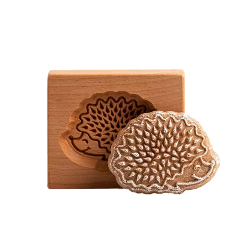 Wooden Gingerbread Cookie Mold with Rose Flower Design