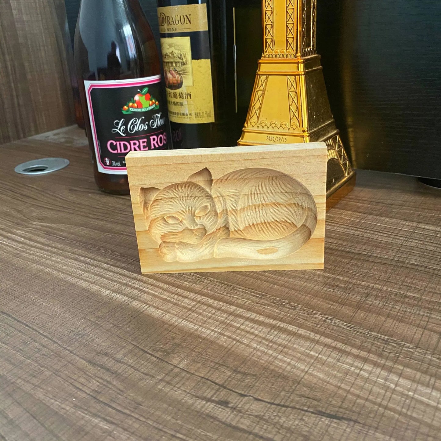 Wooden Gingerbread Cookie Mold with Rose Flower Design