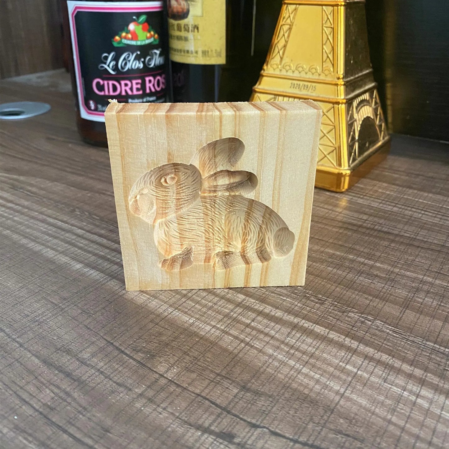 Wooden Gingerbread Cookie Mold with Rose Flower Design